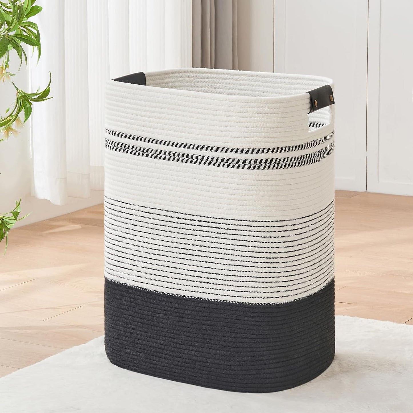 Laundry Basket with Handles - Blanket Basket & Hampers for Bedroom Aesthetic, Laundry Hamper &