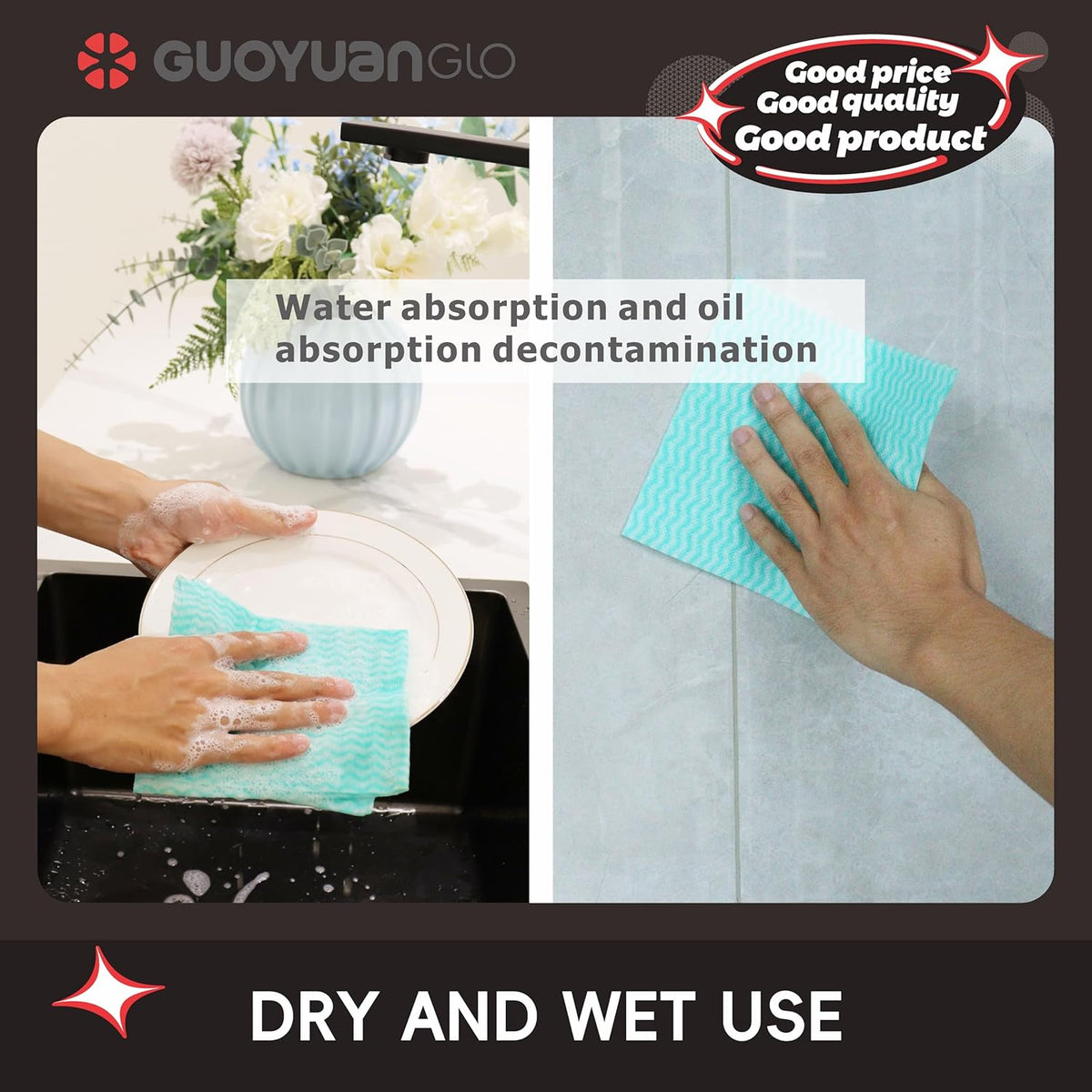 Disposable Cleaning Cloths Reusable Dsih Cloths for Kitchen Disposable Dish Rag Dry Fast 11.8x11.8