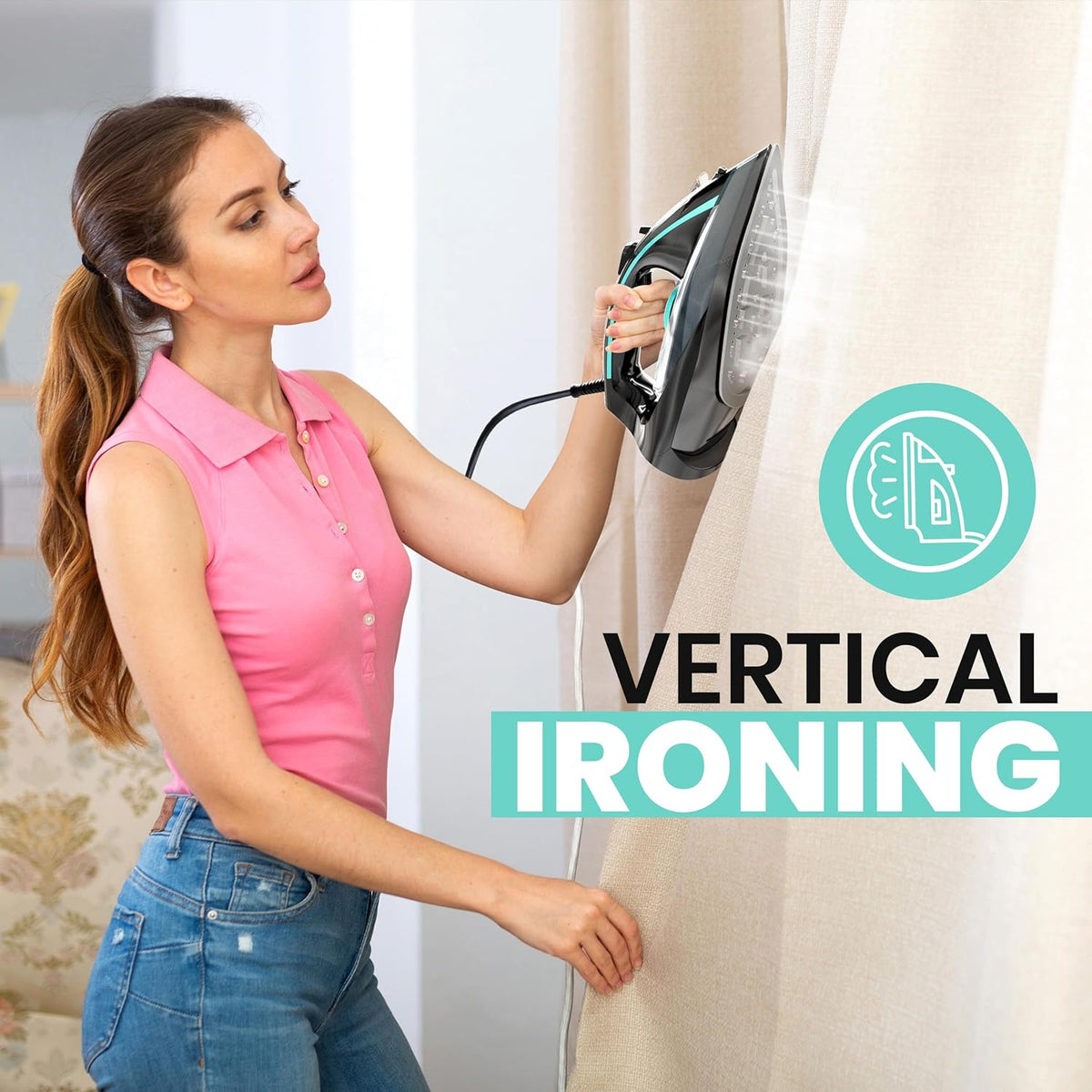 Utopia Home Steam Iron for Clothes - Non-Stick Soleplate - 1800W Clothes Iron With Auto-Off Safety