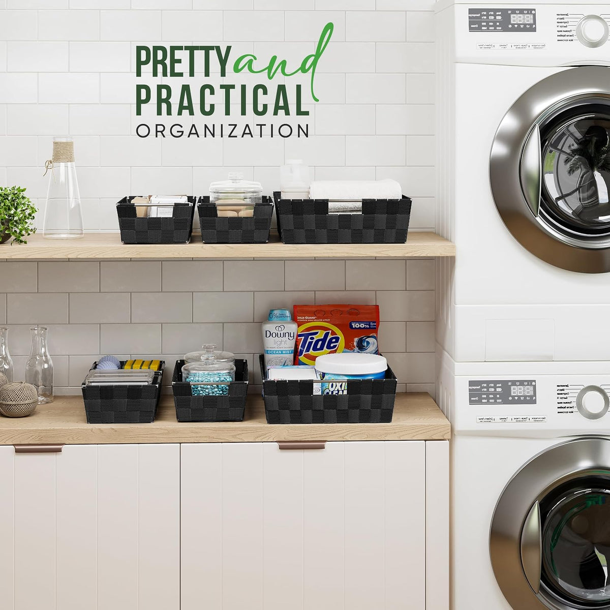Baskets For Organizing Set Of 9 Black - Storage Baskets For Shelves - Perfect Closet Organizer