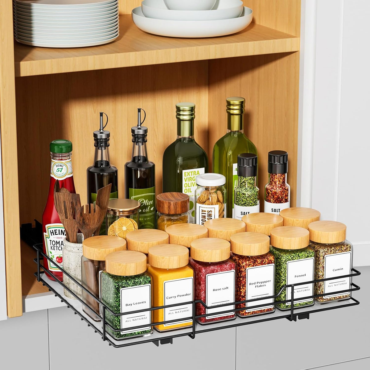 RCHYFEED Pull Out Spice Rack Organizer for Cabinet,Slide out Spice Organization for Inside