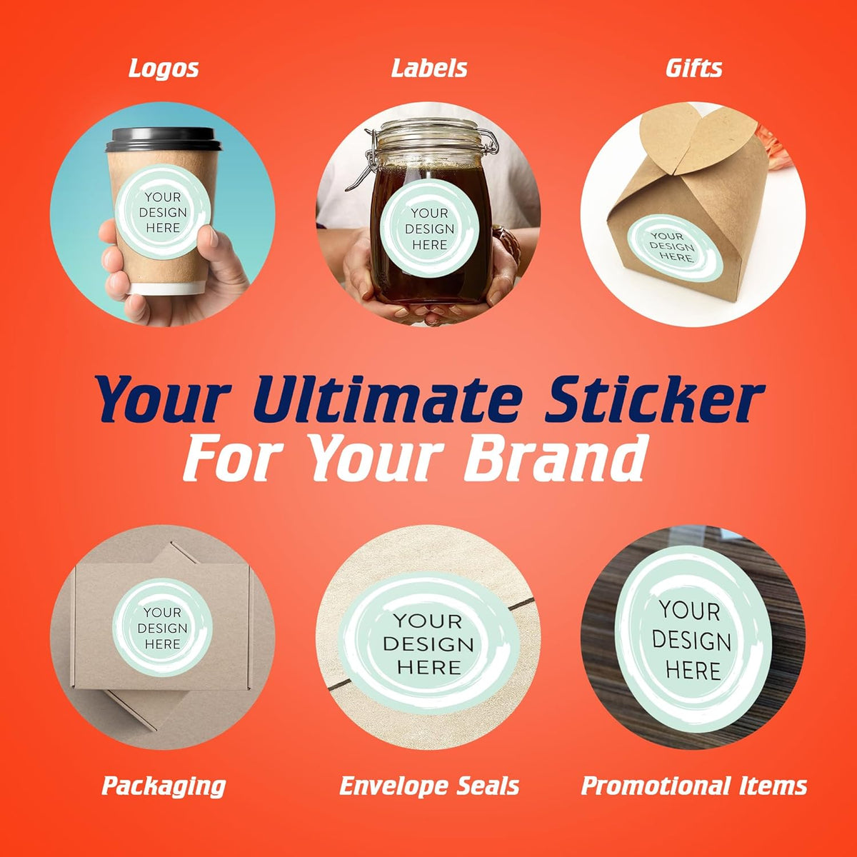 100 Custom Vinyl Stickers - Upload Your own Image, Text, Design, Logo - Personalized Logo Labels