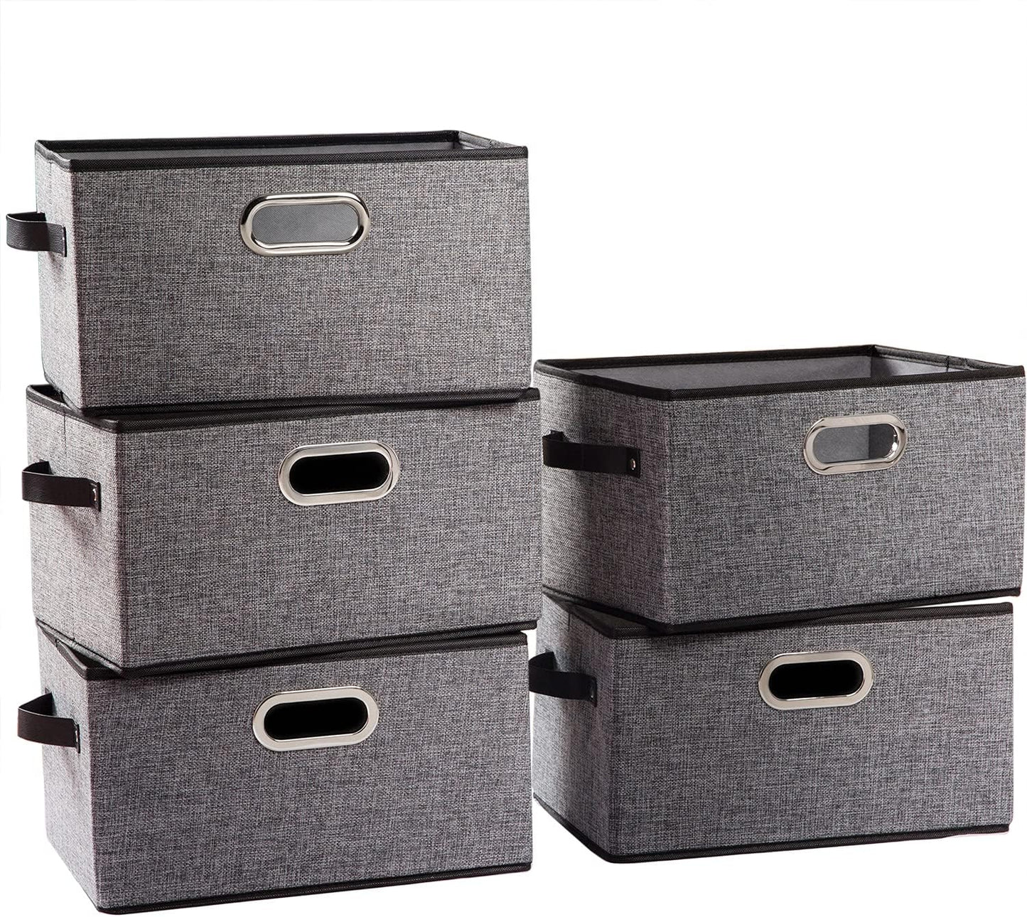 PRANDOM Fodable Storage Baskets for Closet [5-Pack] Decorative Fabric Storage Bins Cubes with
