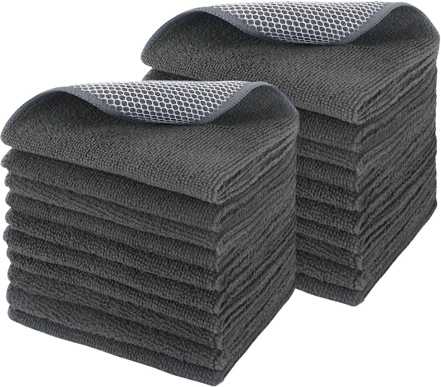 SINLAND Microfiber Dish Cloth Kitchen Washcloth Best Kitchen Cloths Cleaning Cloths Poly Scour Side