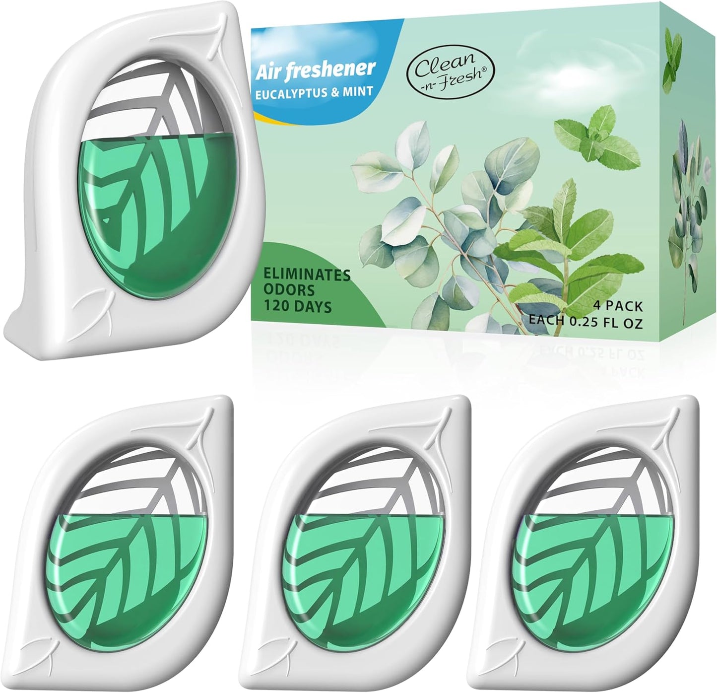 Air Freshener for Home, 4 Pack, Eucalyptus & Mint, Odor Eliminator for Small Area Closets Bathroom