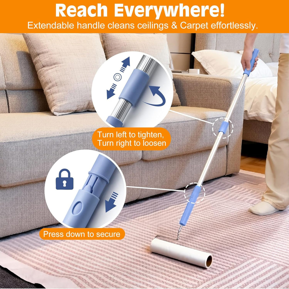 Large Lint Rollers for Pet Hair Extra Sticky,9.45''/6.3"Pet Hair Removal Tool Roller for Dog Cat