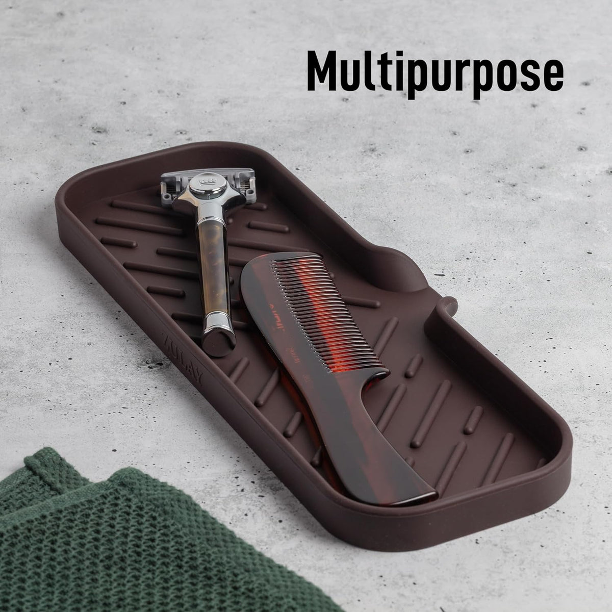 Zulay Large Silicone Sponge Holder (12x4) – Flexible Sink Organizer Tray for Kitchen & Bathroom