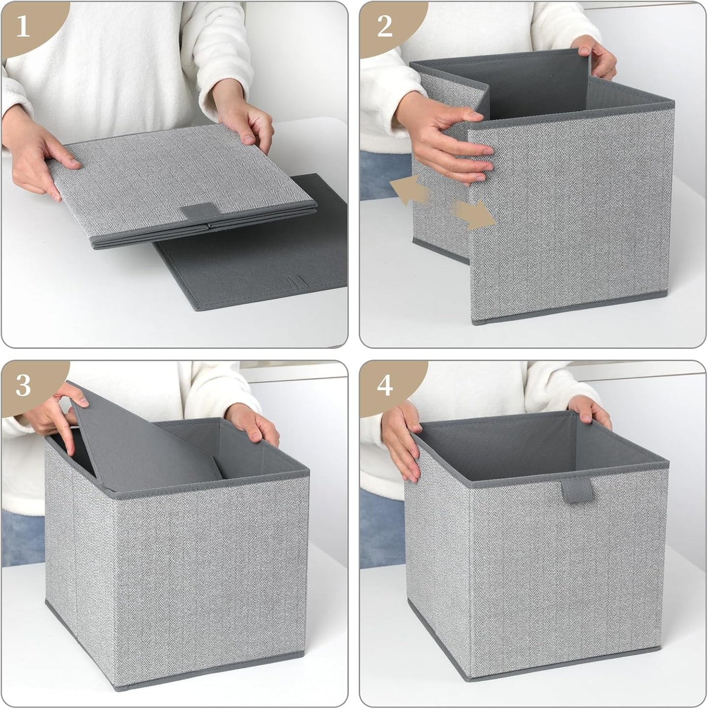 Storage Baskets, 11.8-Inch Woven Fabric Bins, Storage Cubes with Reinforced Handles, Organizer Bins
