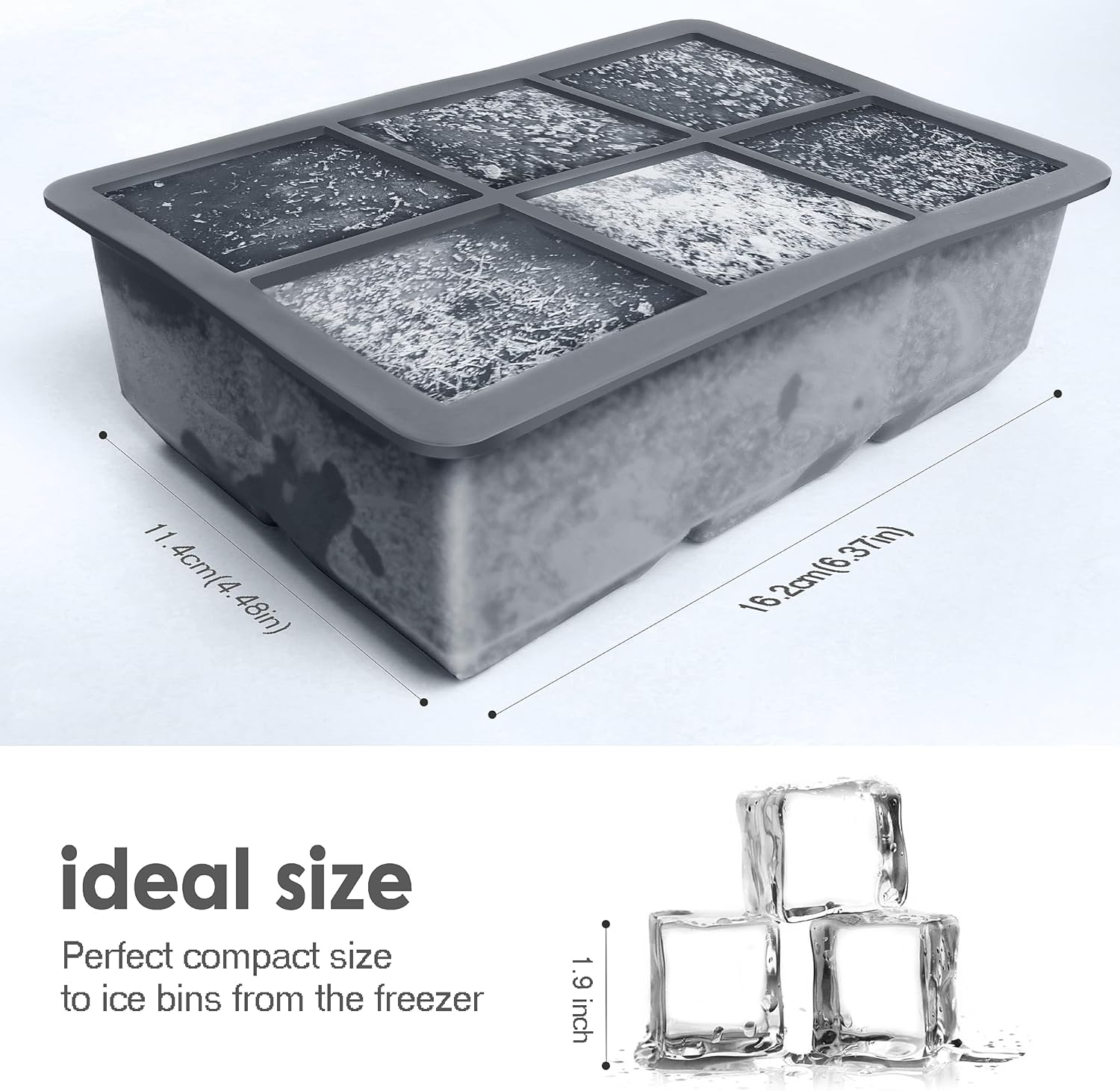 Silicone Ice Cube Trays 3 Pack - Large Size Silicone Ice Cube Molds with Leak Proof Removable Lid