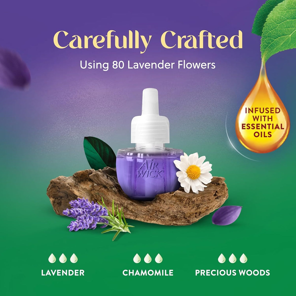 Air Wick Plug in Scented Oil Refill, 10ct, Lavender & Chamomile, Air Freshener, Essential Oils, Eco