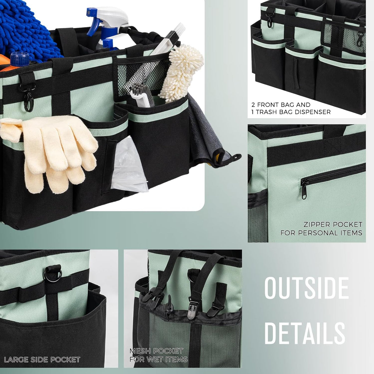 Wearable Cleaning Caddy, Cleaning Caddy Supplies Organizer with Handle & Shoulder Straps for