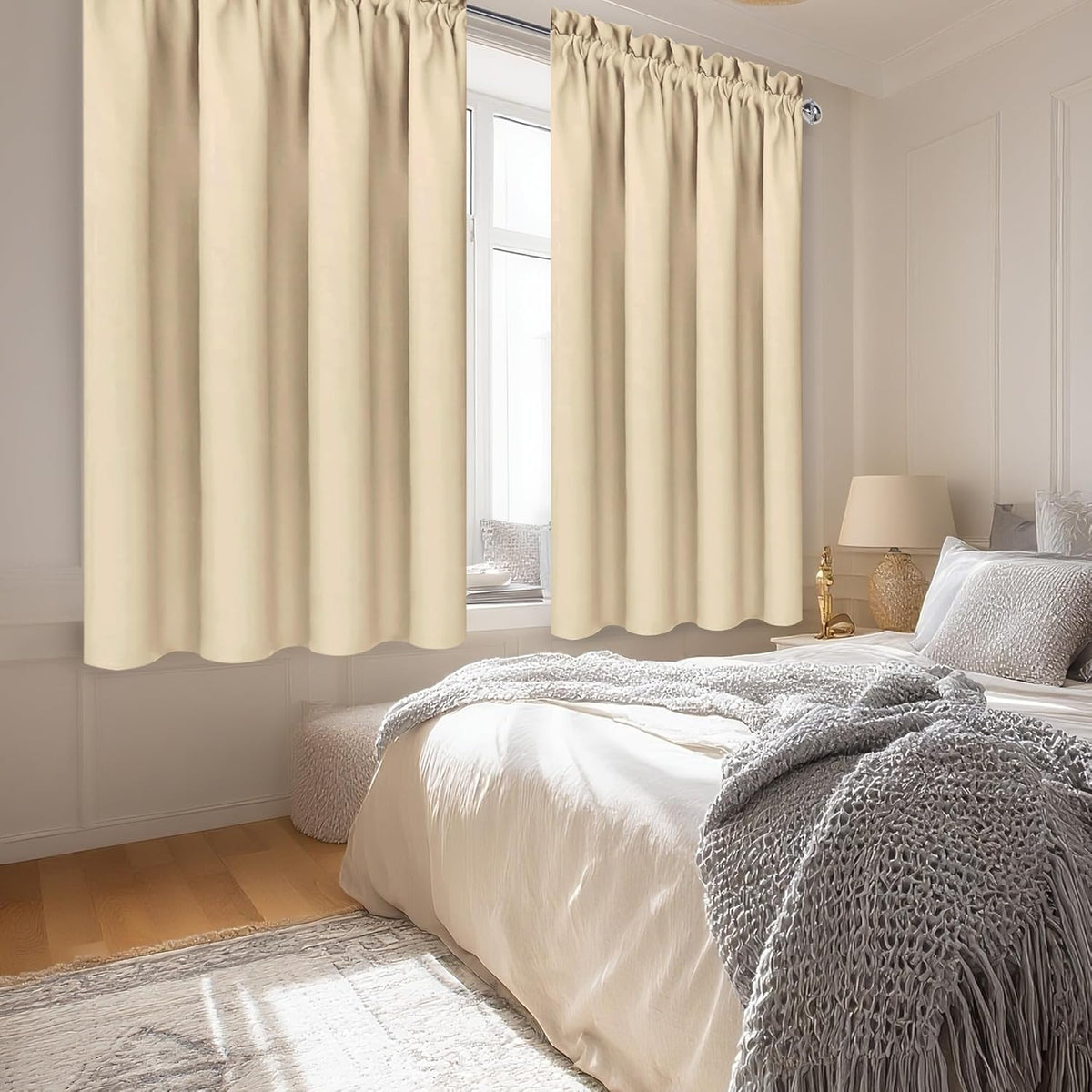 DWCN Beige Blackout Curtains for Bedroom – Rod Pocket Thermal Insulated Energy Saving Drapes for
