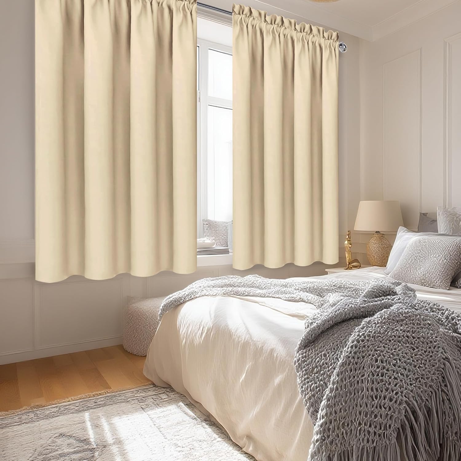 DWCN Beige Blackout Curtains for Bedroom – Rod Pocket Thermal Insulated Energy Saving Drapes for