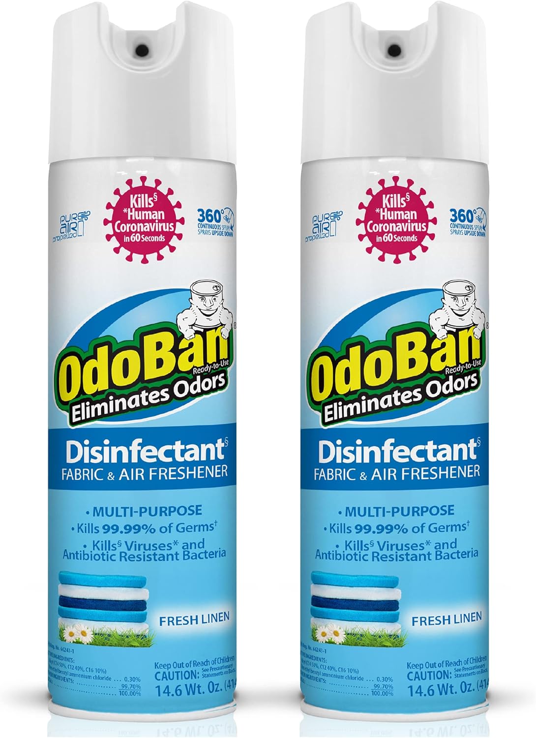 OdoBan Ready-to-Use 360-Degree Continuous Spray Disinfectant and Harsh Aroma Eliminator, Fabric and