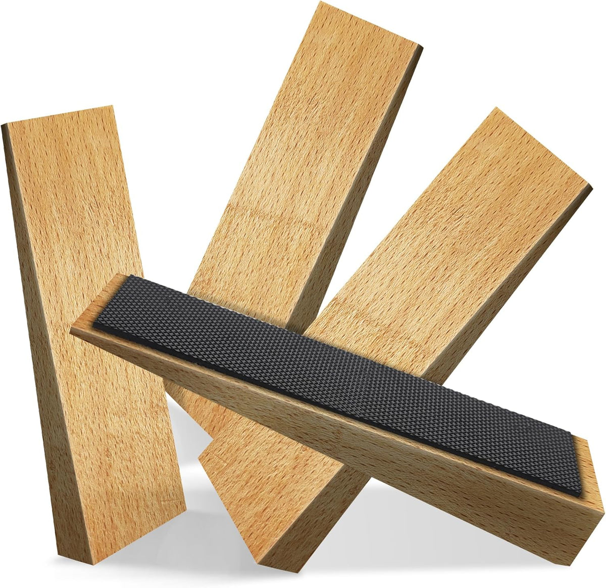 4 Pack Wooden Door Stop - Non-Slip Door Stoppers for Floor - Door Wedges for All Door Types and