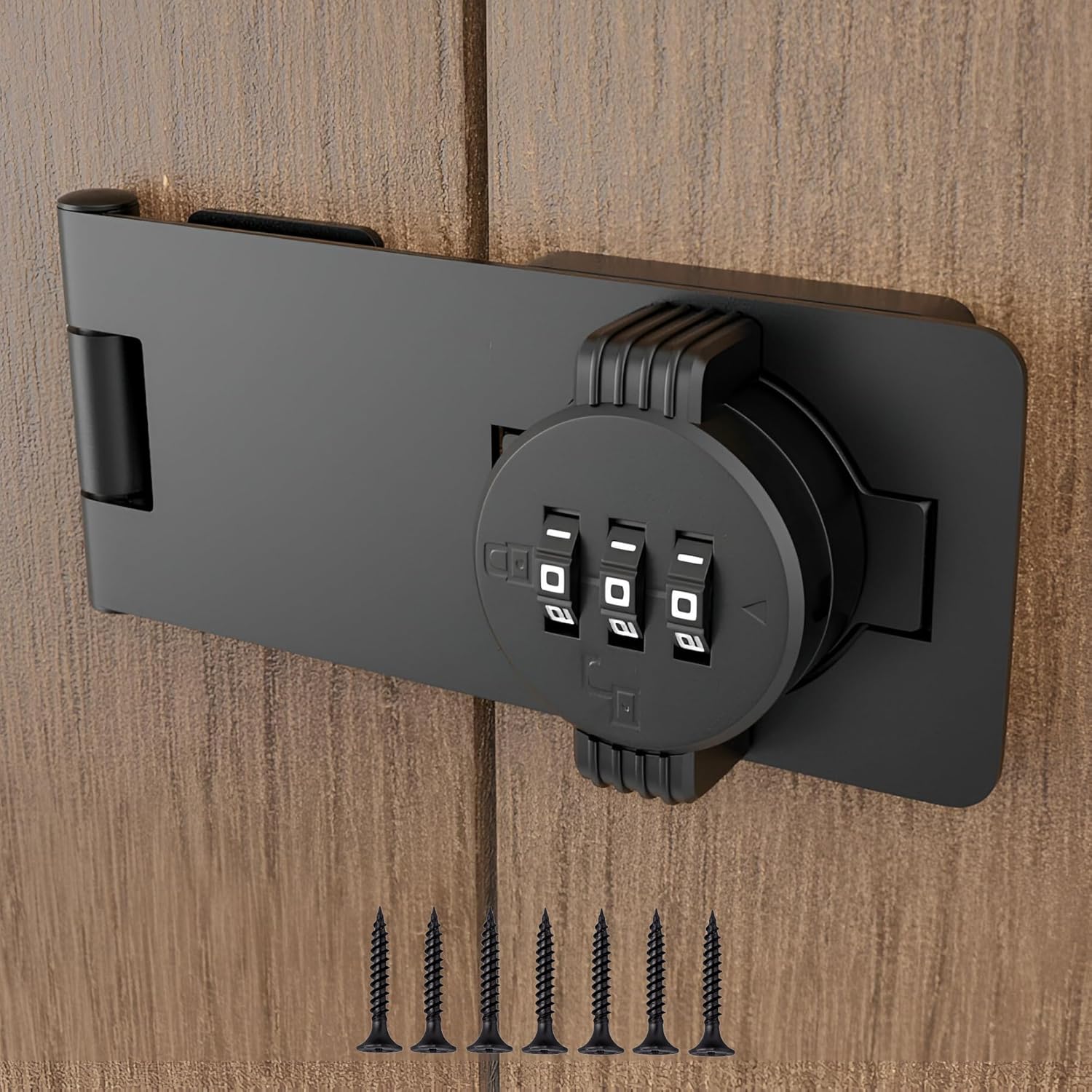 Keyless Combination Lock 3-Digit Combination Lock for Doors Twist Knob Hasp Latch Lock with