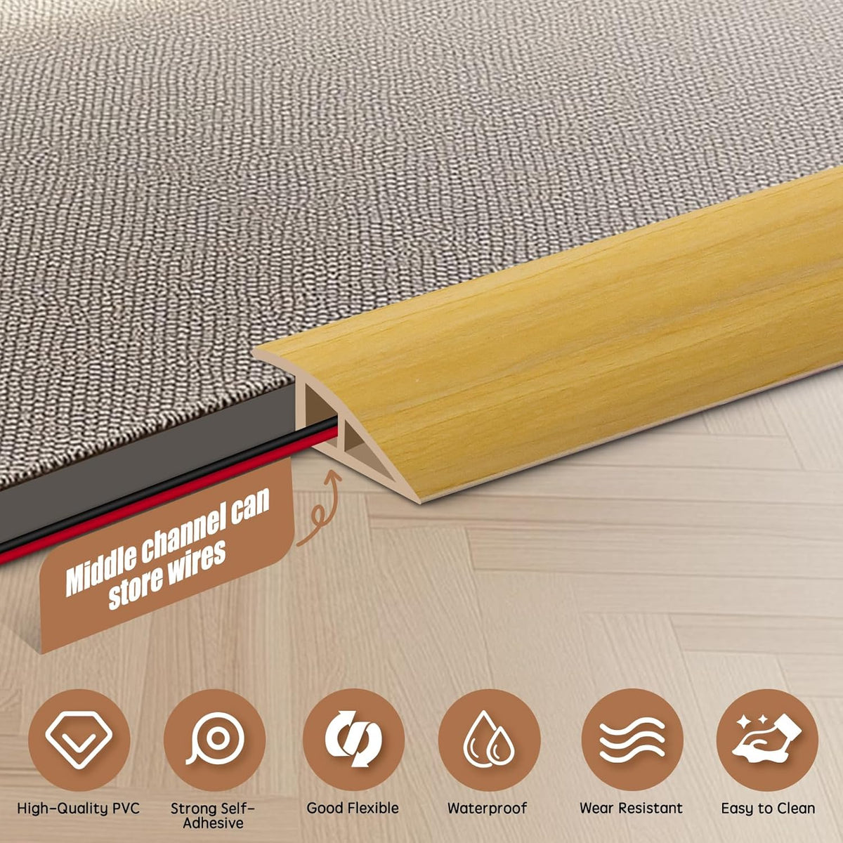 Floor Transition Strip Door Threshold 79" Floor Transition Reducer Trim on The Edges Threshold