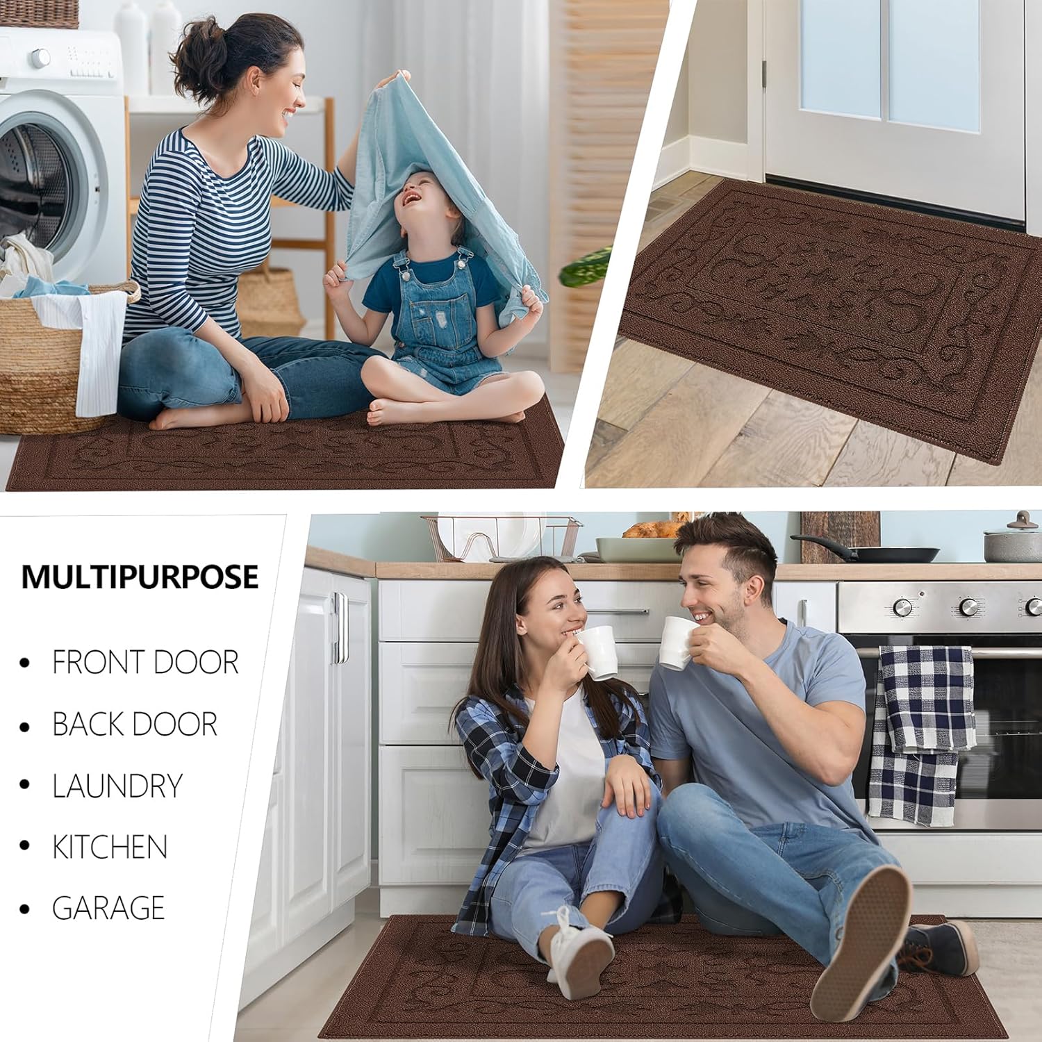 FONEYI Indoor Door Mat 20" x 32", Dirt Trapper Door Mats Non-Slip Entryway Rugs Washable, Absorbent