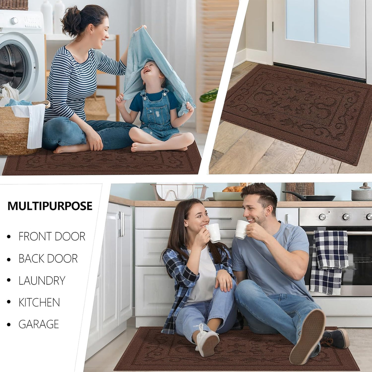 FONEYI Indoor Door Mat 32" x 48", Dirt Trapper Door Mats Non-Slip Entryway Rugs Washable, Absorbent