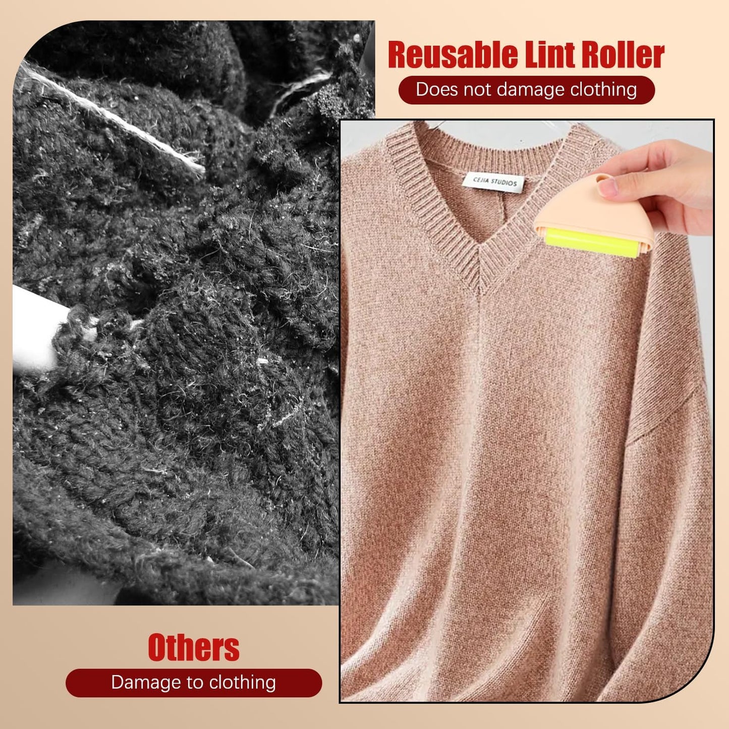 Good Life Lint Roller, Reusable Mini Lint Roller Pet Hair Remover, Portable Lint Roller, Washable