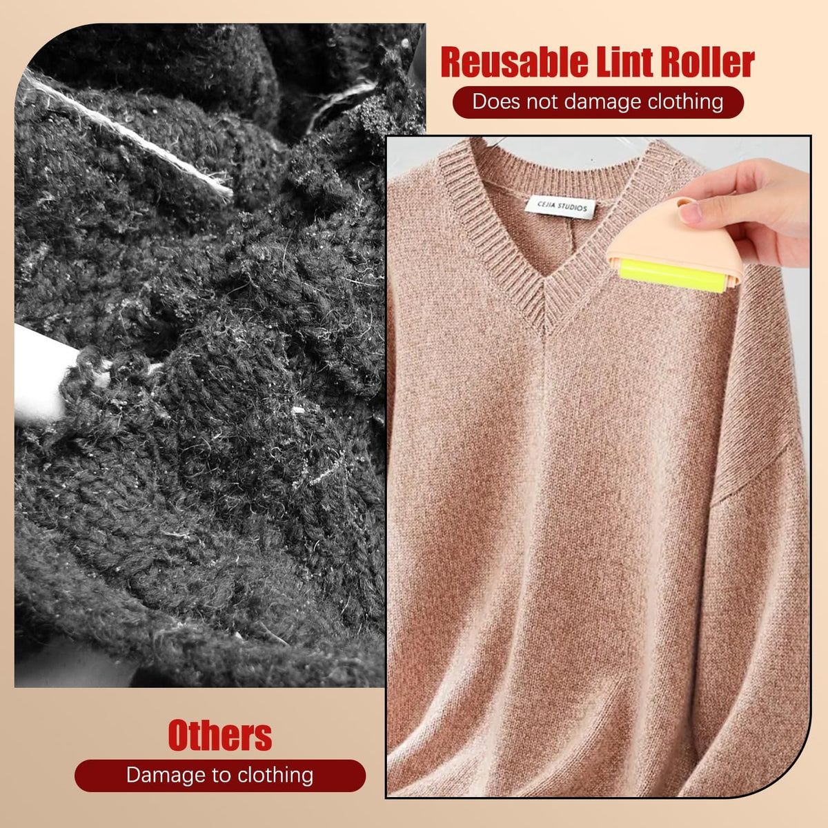 Good Life Lint Roller, Reusable Mini Lint Roller Pet Hair Remover, Portable Lint Roller, Washable