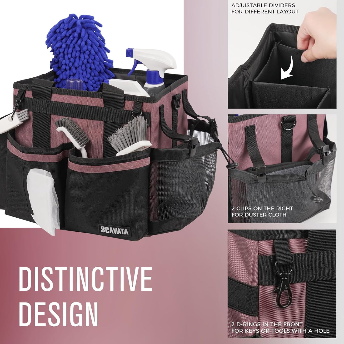 Compact Wearable Cleaning Caddy, Small Cleaning Caddy Supplies Organizer with Handle & Shoulder