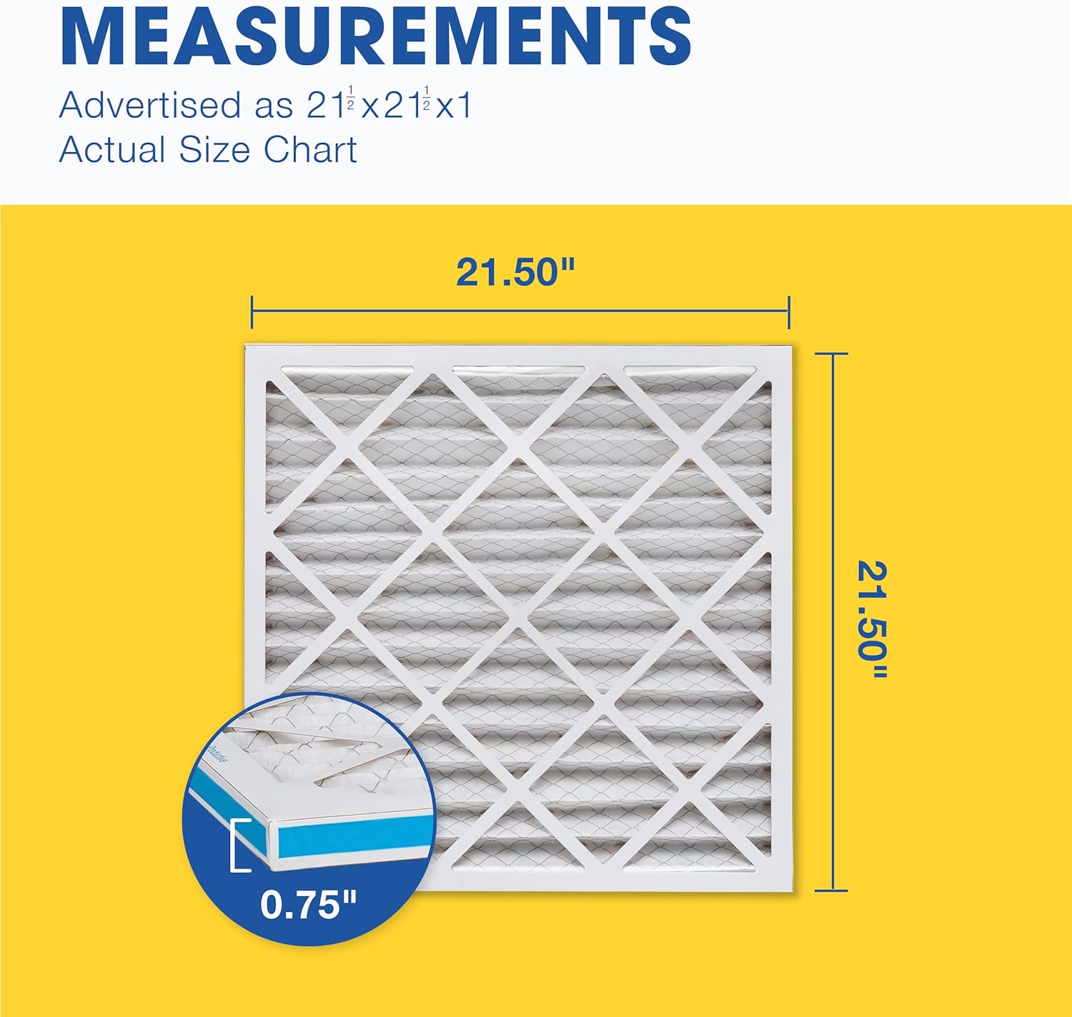 Aerostar 21.5x21.5x1 MERV 8-6 Count - High Efficiency Pleated HVAC, Furnace & Air Conditioner