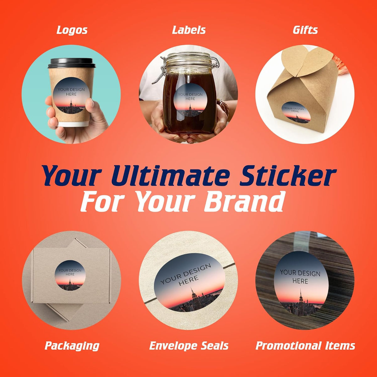 100 Custom Vinyl Stickers - Upload Your own Image, Text, Design, Logo - Personalized Logo Labels