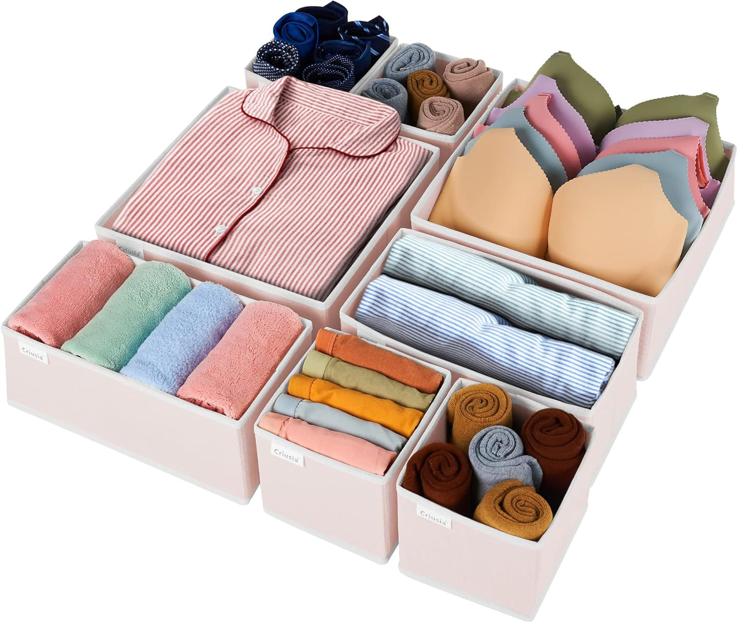 8 Pack Underwear Drawer Organizer, Drawer Organizer Clothes, Foldable Cloth Storage Box Closet