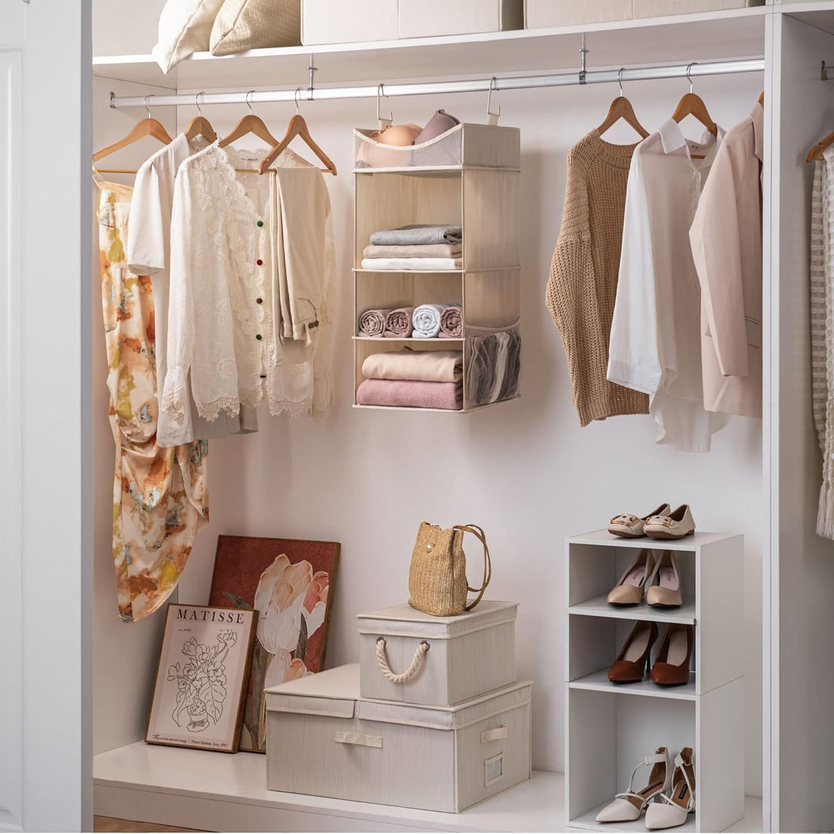 StorageWorks 3-Shelf Hanging Closet Organizer, Adjustable Hanging Closet Organizers and Storage, 12
