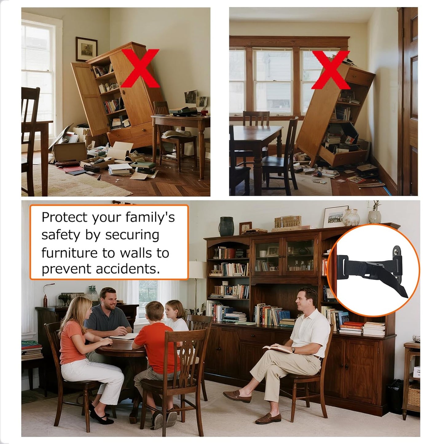 1000 lbs. Furniture Anchors, Anti Tip Straps for Furniture, Heavy Duty Safety Wall Anchors for
