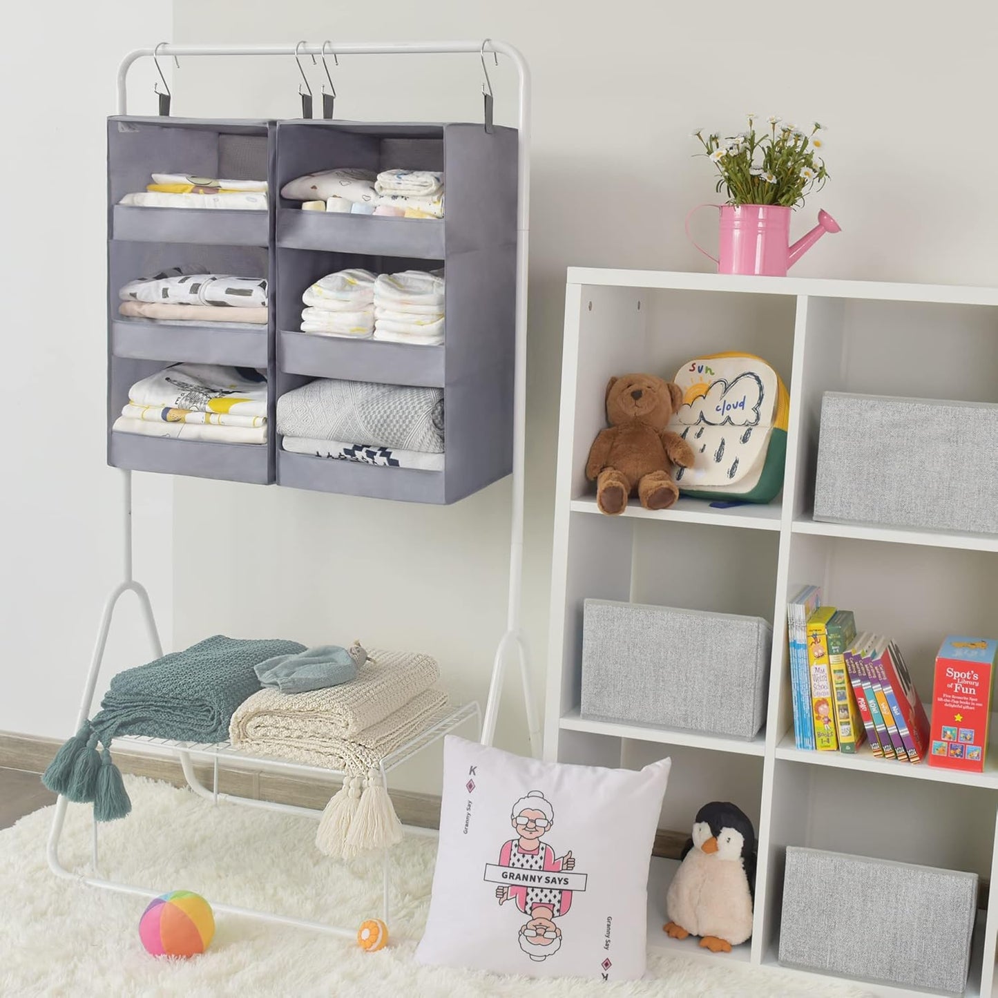 GRANNY SAYS 3-Shelf Closet Organizers and Storage, Foldable Hanging Closet Organizer, Hanging