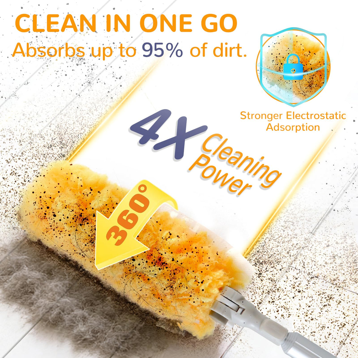 6 ft Extendable Duster Handle with 50 Refills, Compatible with Swiffer