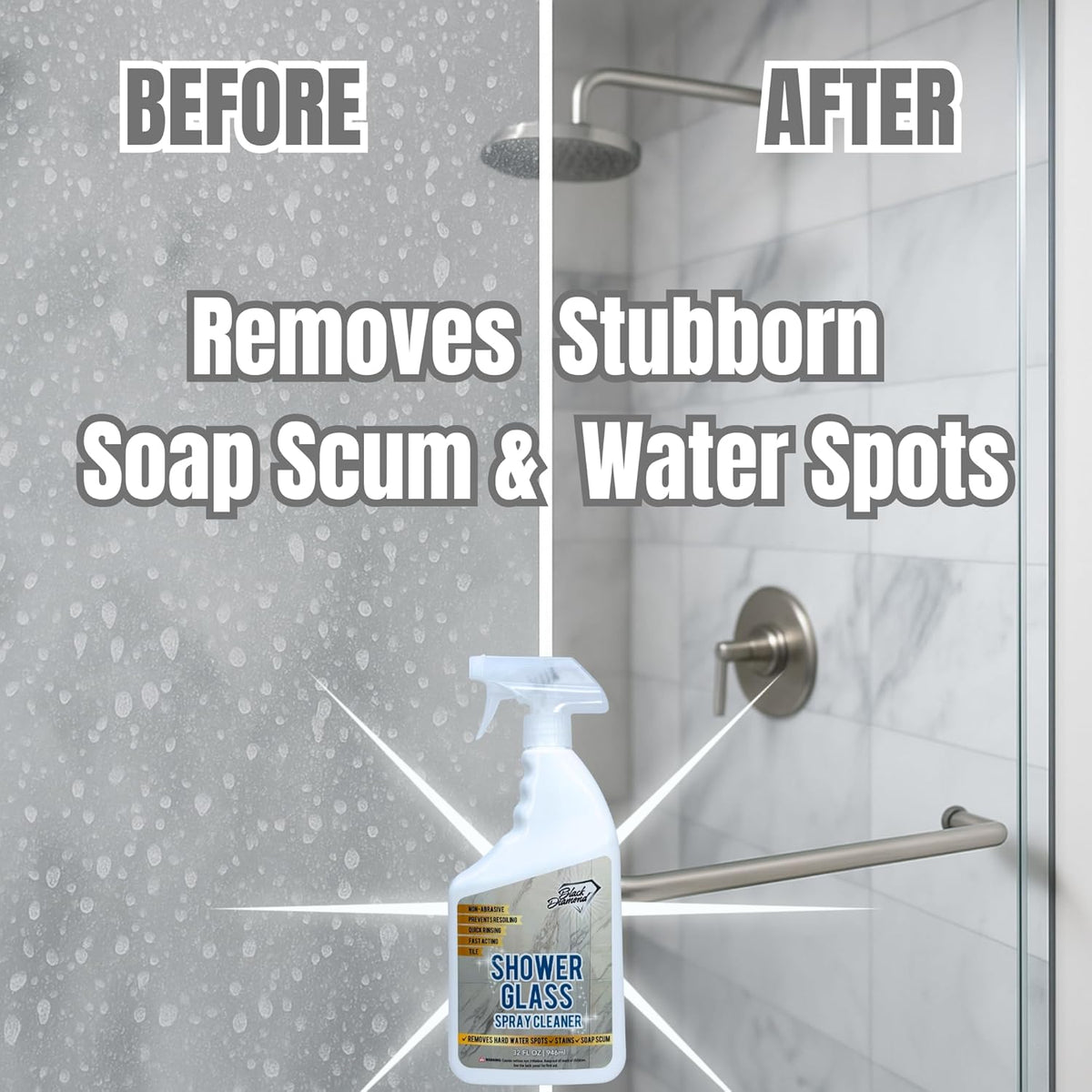 Black Diamond Stoneworks Shower Glass Cleaner Spray & Natural Stone Shower Sealer – 2 Pack Bathroom