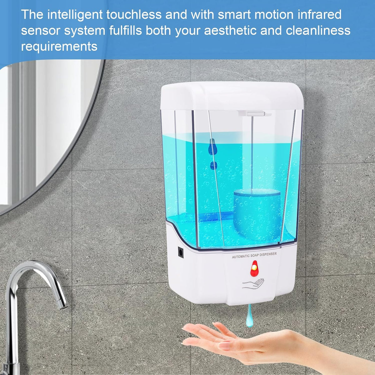 Automatic Soap Dispenser Wall Mounted: 700ml/23.7oz Commercial Hand Soap Dispenser Wall Mount