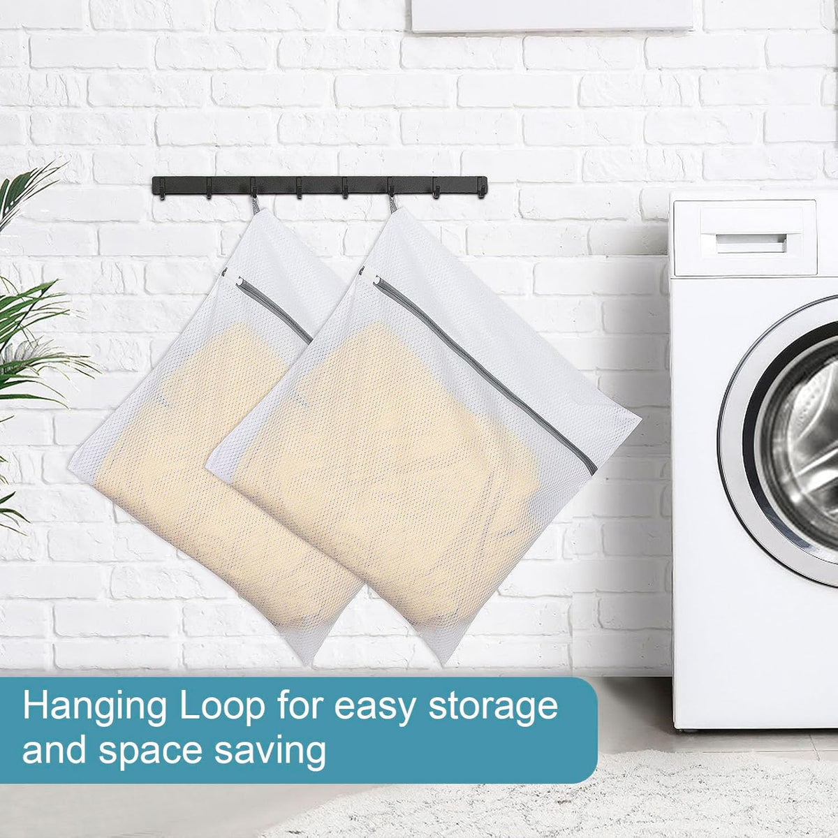 Polecasa 2Pcs 24 x 24 Inches Extra Durable 125g Diamond Mesh Laundry Bags with Sturdy Zipper for