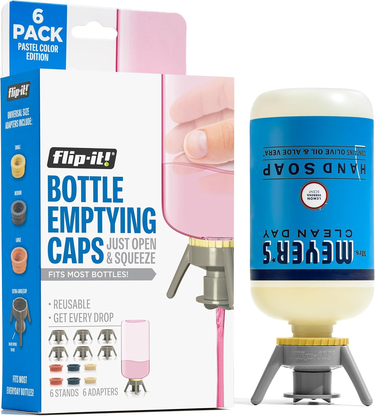 Flip-It! Bottle Emptying Kit – 6 Bottle Pack - No more wasted product - Fits most plastic bottles