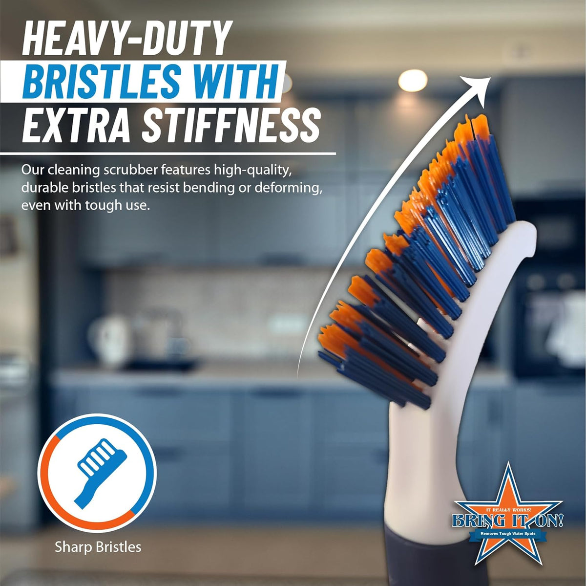 Bring It On Grout Cleaning Brush – Crevice Cleaning Brush with Stiff Nylon Bristles – 8-inch