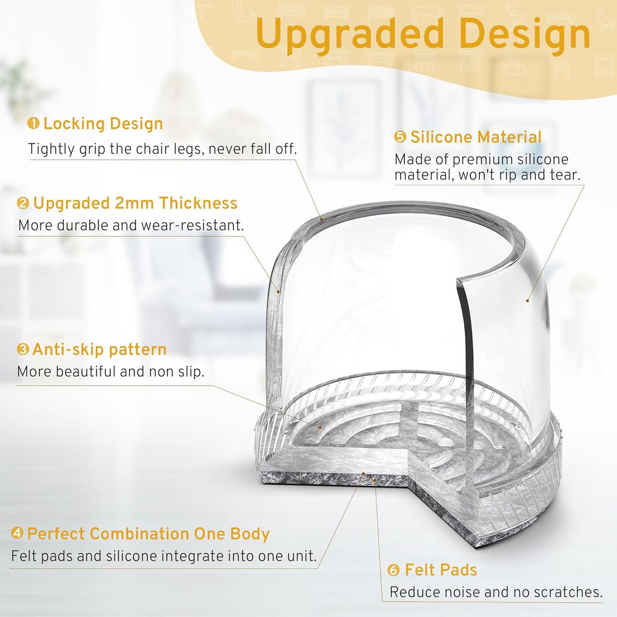 24PCS Round Chair Leg Floor Protectors, Furniture Sliders, Chair Leg Protectors for Hardwood