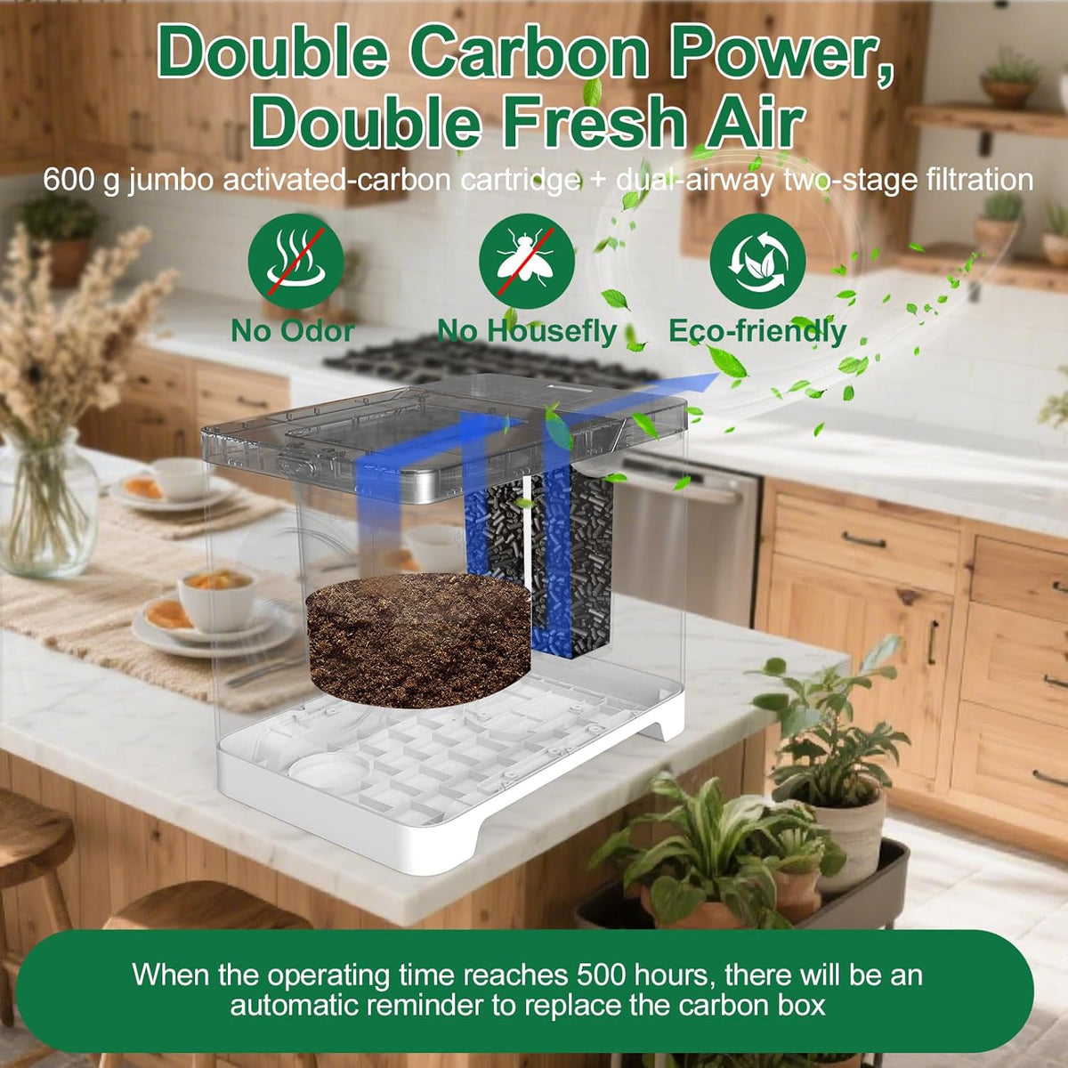 3L Electric Composter for Kitchen, Countertop Compost bin, One Touch Smart Model Handle Kitchen