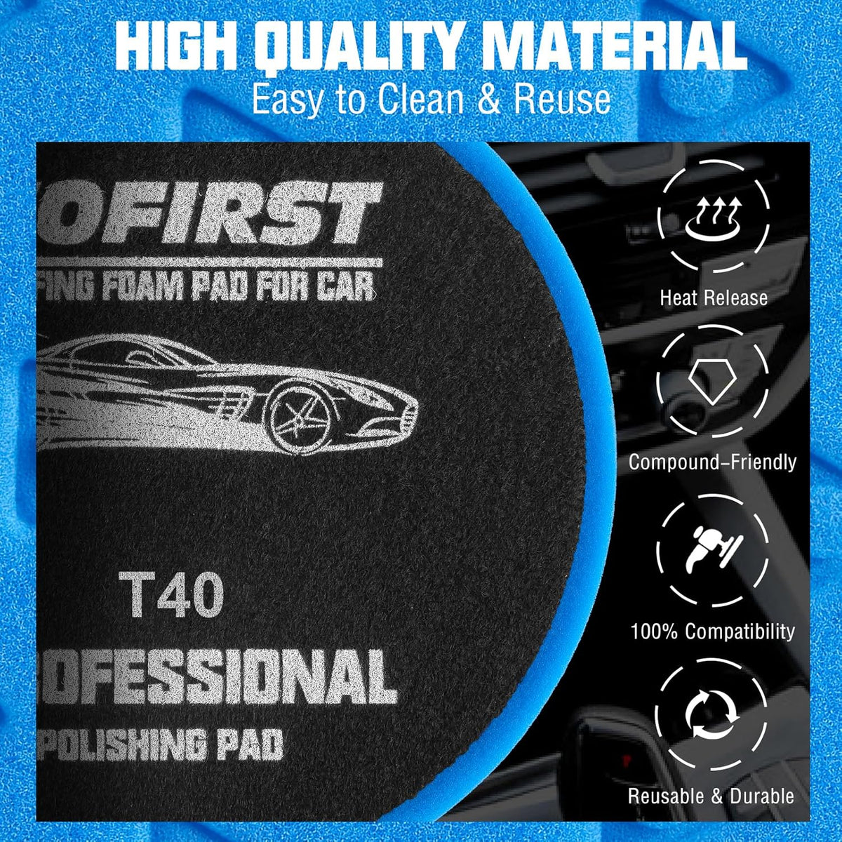 6 Inch Polishing Pad - 3Pcs Blue Polishing Pad - 6.5 Inch Face for 6 Inch 150mm Backing Plate