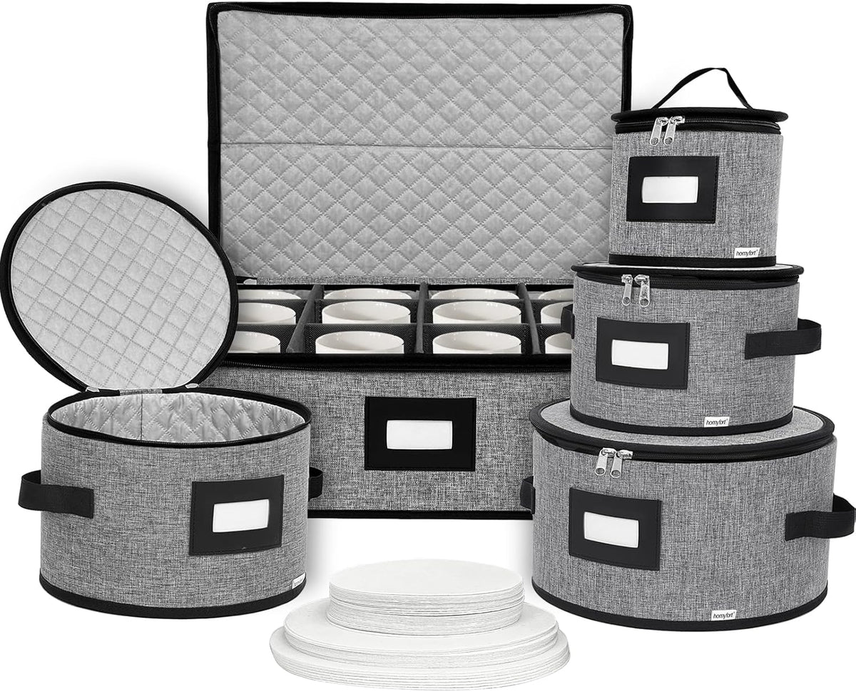 homyfort China Storage Containers, Hard Shell for Plates, Moving Boxes for Dishes, Cups, Mugs