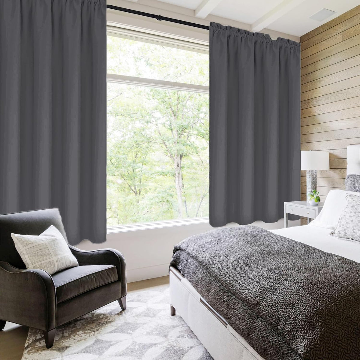 DWCN Kitchen Curtains for Small Windows 45 Inch Length 2 Panels Set, Solid Thermal Insulated Energy
