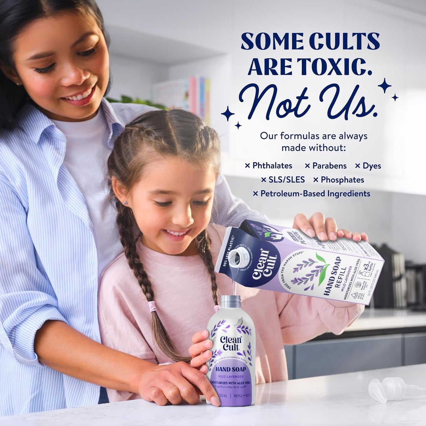 Cleancult Liquid Hand Soap Refills - Wild Lavender - Moisturizes Dry & Sensitive Skin -Made with