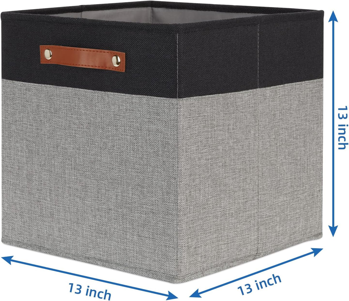 Temary 13 x 13 Storage Cubes Foldable Storage Cubes 4 Pack Canvas Storage Bin for Home, Square