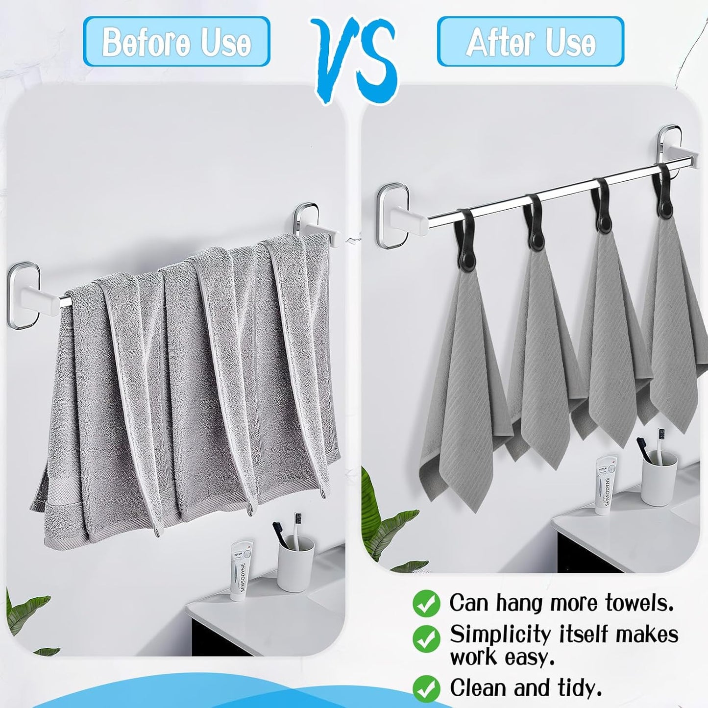 4 PCS Genuine Leather Towel Clips for Kitchen, Magnetic Hand Clips, Towel Holder with Magnet for