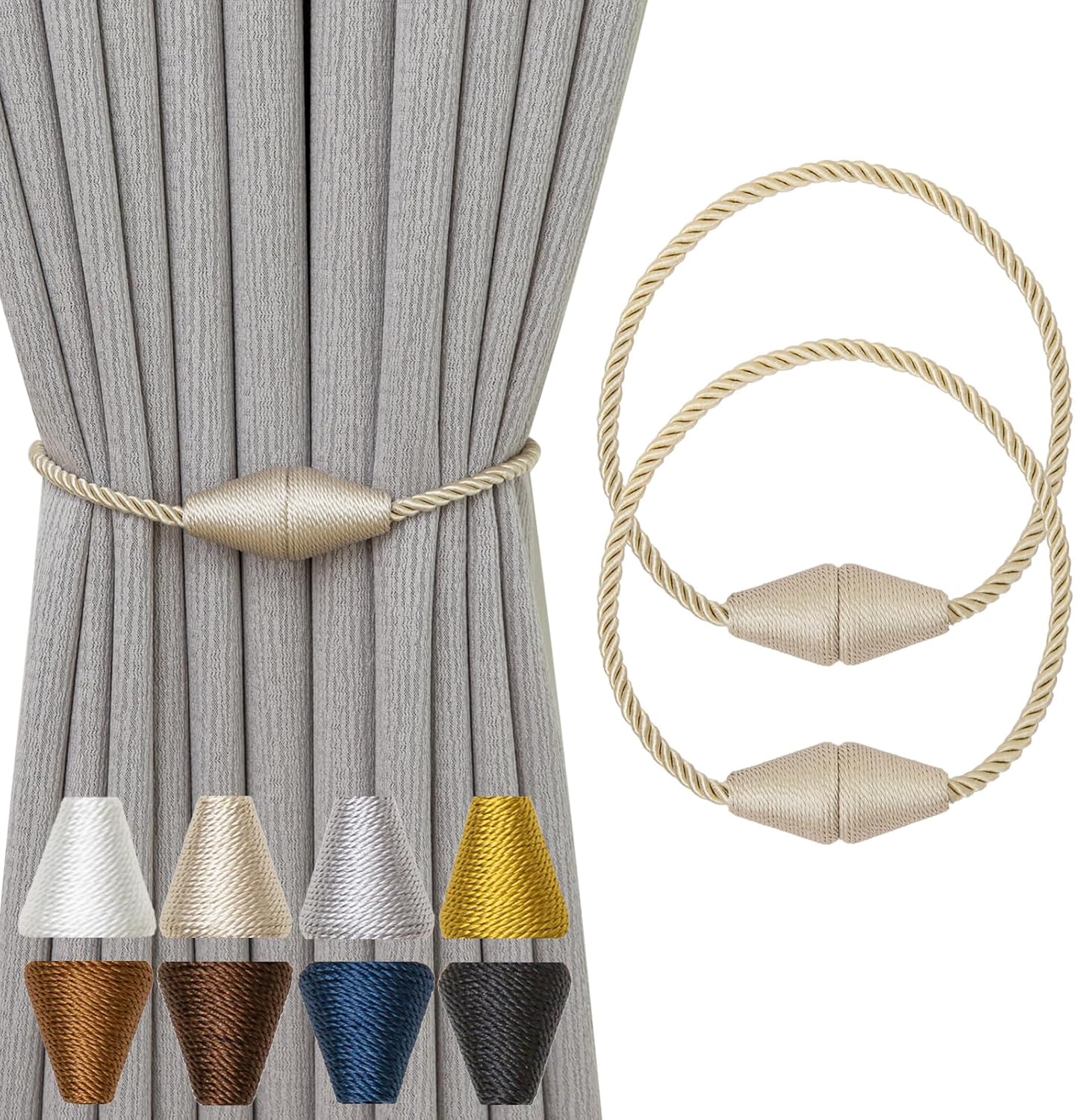 Magnetic Curtain Tiebacks 2 Pack Outdoor Rope Curtain Tie Backs Decorative Window Treatment