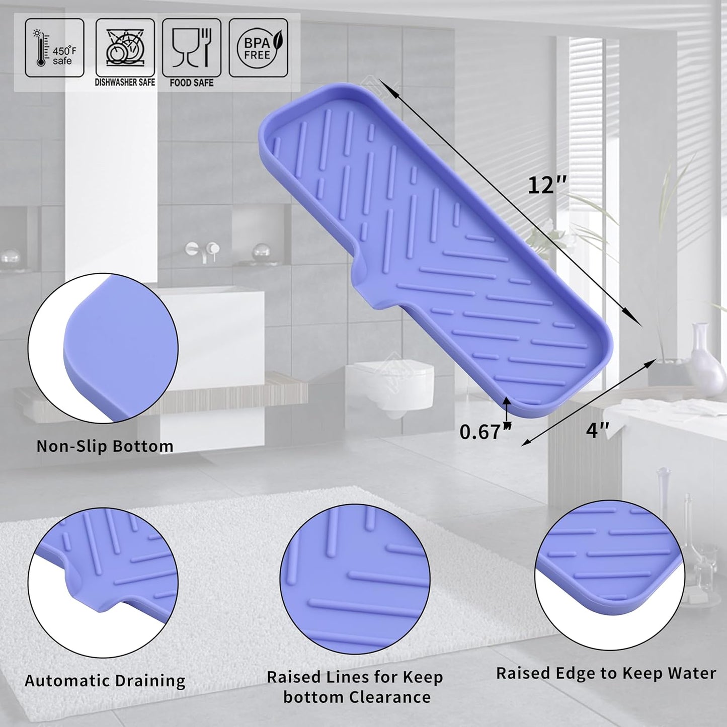 Silicone Bathroom Soap Dishes with Drain Spout-Bathroom and Kitchen Sink Organizer,Sponge