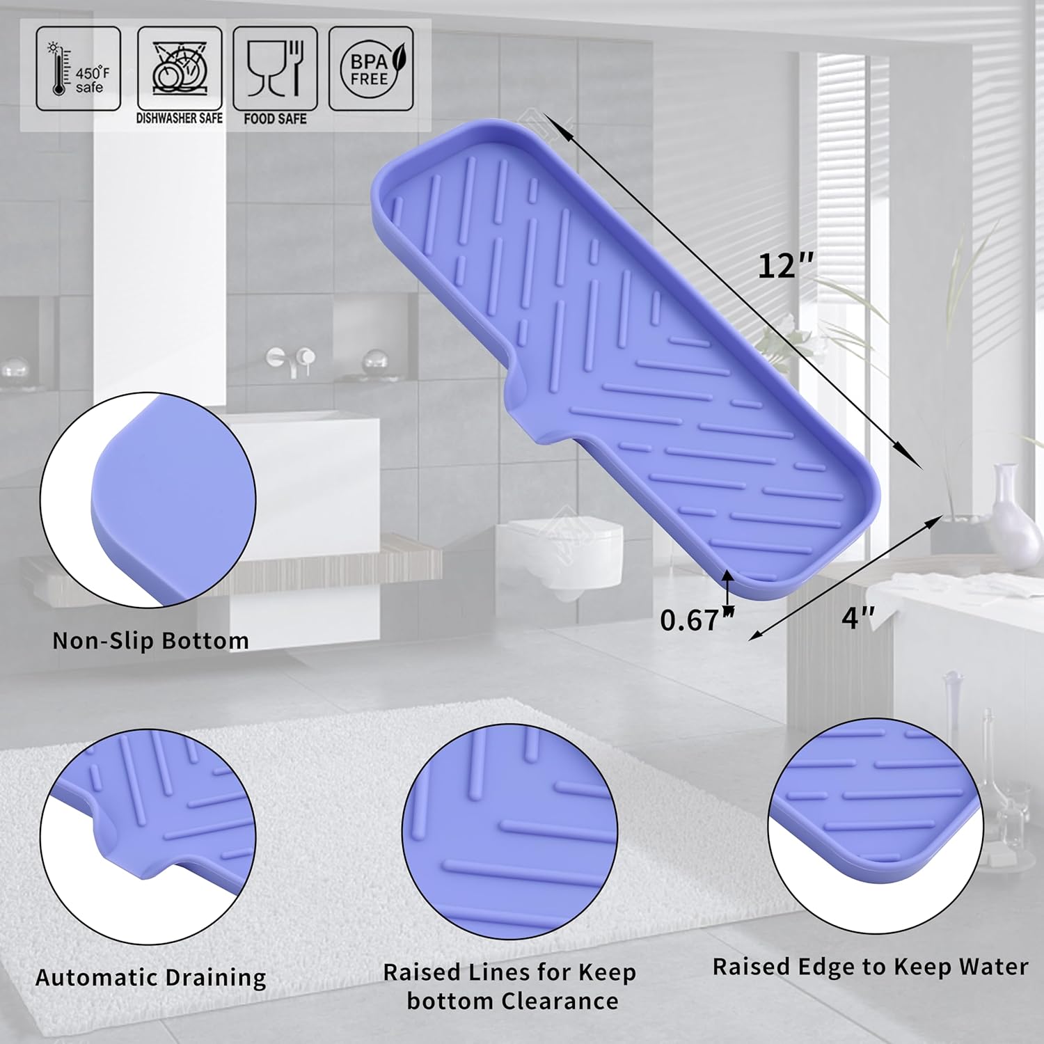 Silicone Bathroom Soap Dishes with Drain Spout-Bathroom and Kitchen Sink Organizer,Sponge