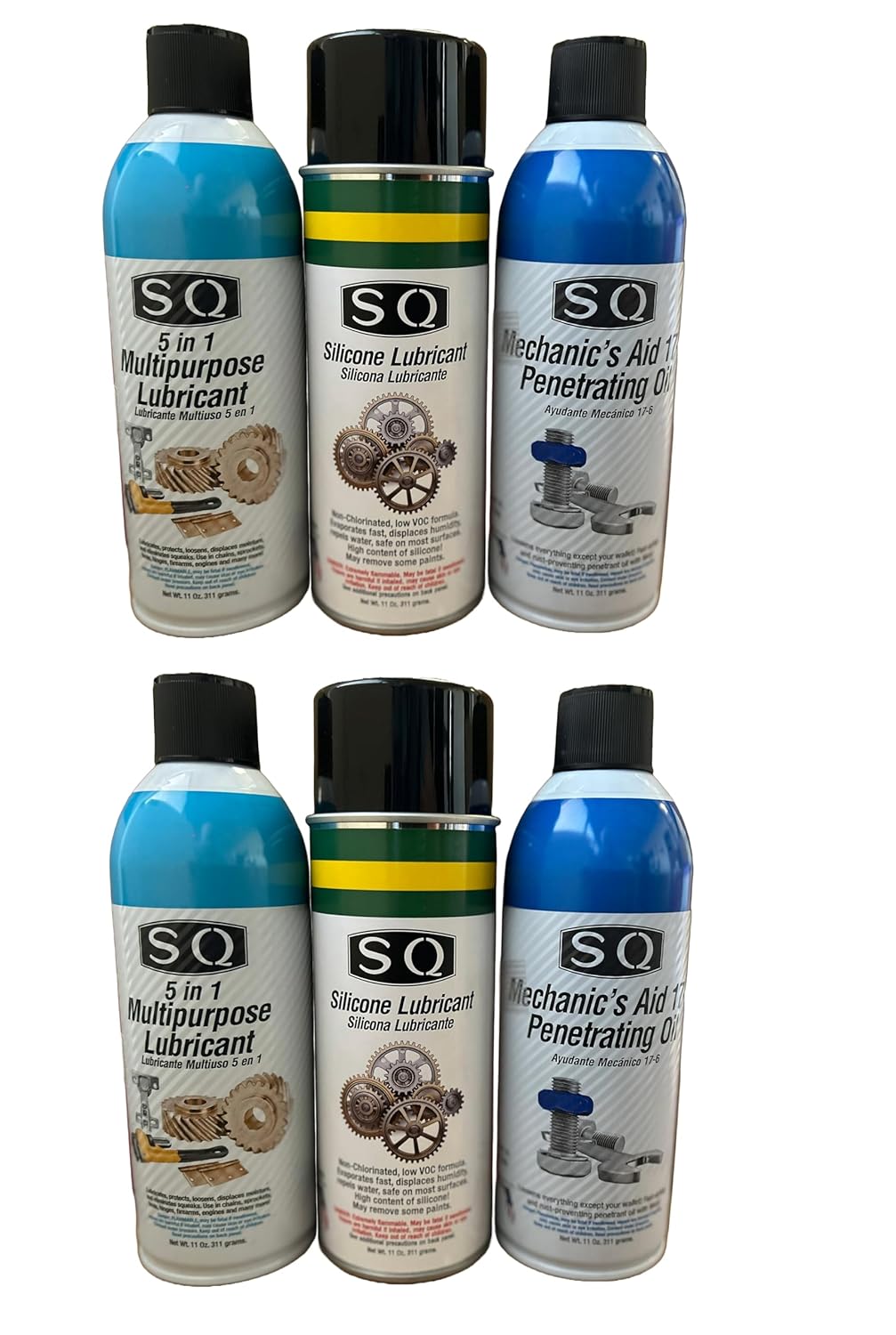 SQ Lubricant Combo, SQ Mechanic's Aid 17-6 Penetrating Catalist, 5 in 1 Multipurpose Lubricant